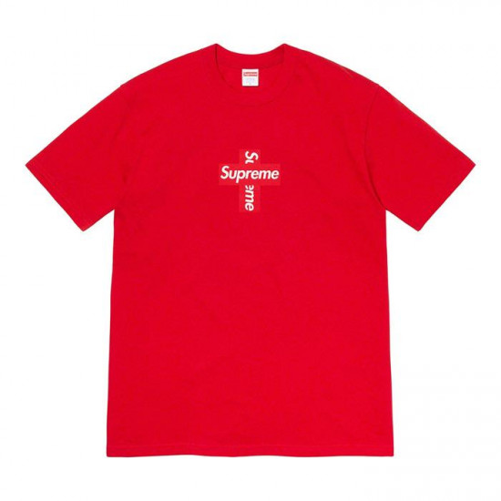 Supreme Cross Box Logo Half Sleeves T-shirt Red Size Large